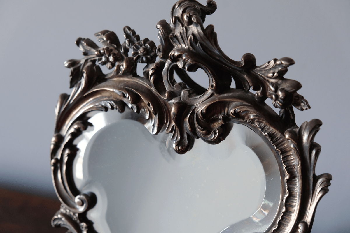 蚤の市 すずらん ロカイユ ポケット ミラー アンティーク 蚤の市 すずらん ロカイユ ポケット ミラー アンティーク