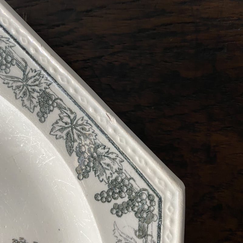 クレイユ 1800年代初期 グリザイユ オクトゴナル プレート