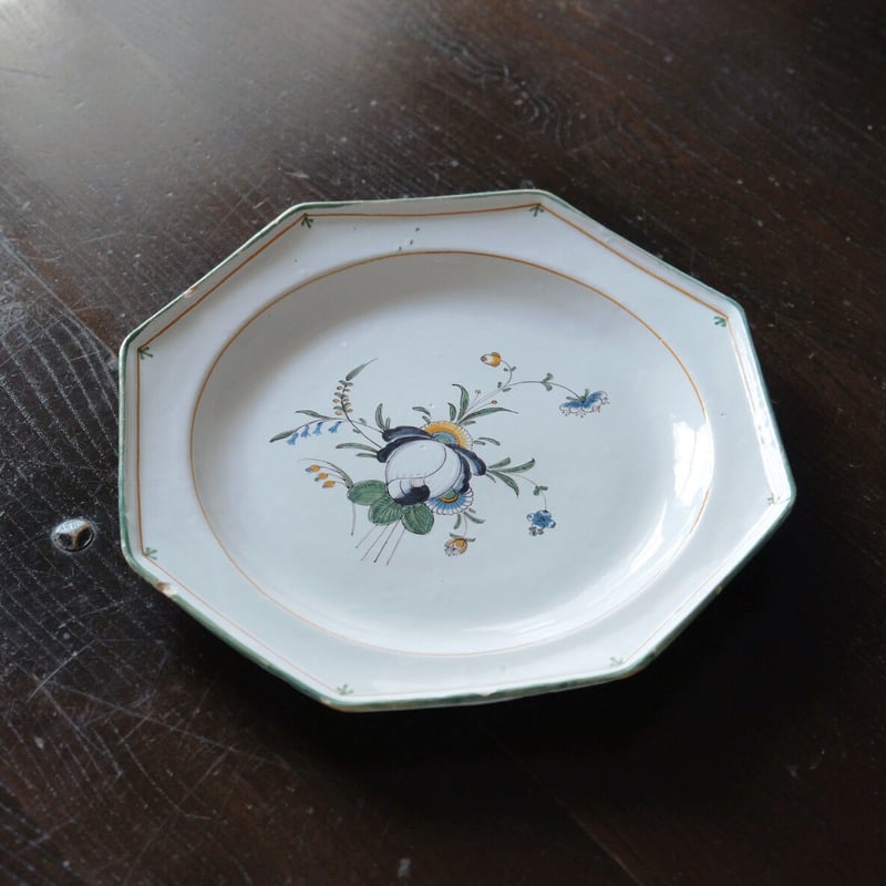 18世紀末 Martres Tolosane マルトル・トロザーヌ オクトゴナル 花絵皿
