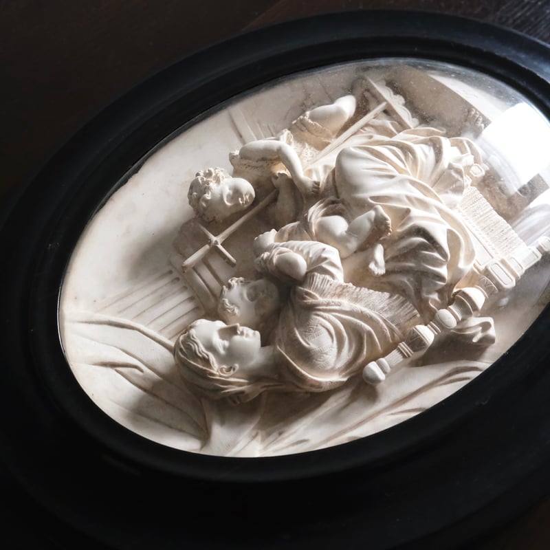 フォンタナ銘 小椅子の聖母 メダイヨン 額装品 h40cm フランス