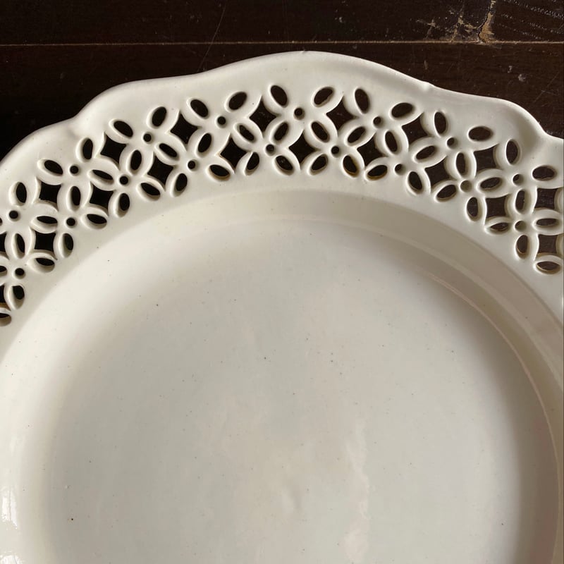 希少◆19世紀クリームウェア レースレリーフ深皿＃ポントシューオクトゴナルジアン 希少◇19世紀クリームウェア レースレリーフ深皿＃ポントシューオクト