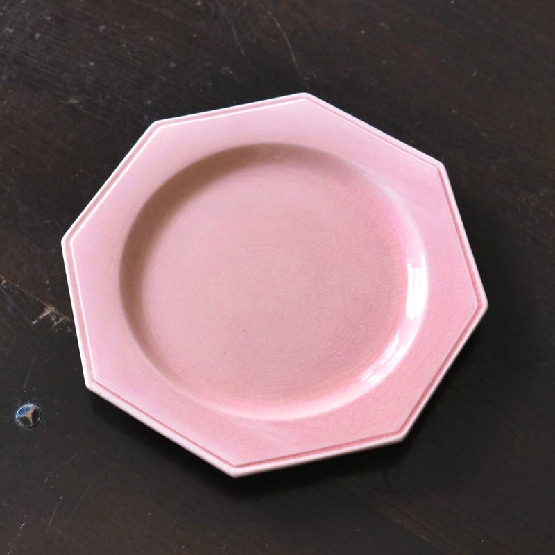 ピンク オクトゴナル 平皿 おそらく ポエト・ラヴァル フランス