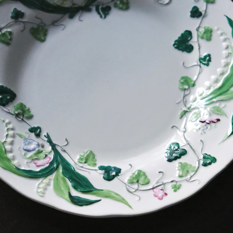 クレイユモントローFlora Muguetすずらんプレート①フランスアンティーク ご自宅用限定お買い得品 レア】クレイユモントロー すずらん