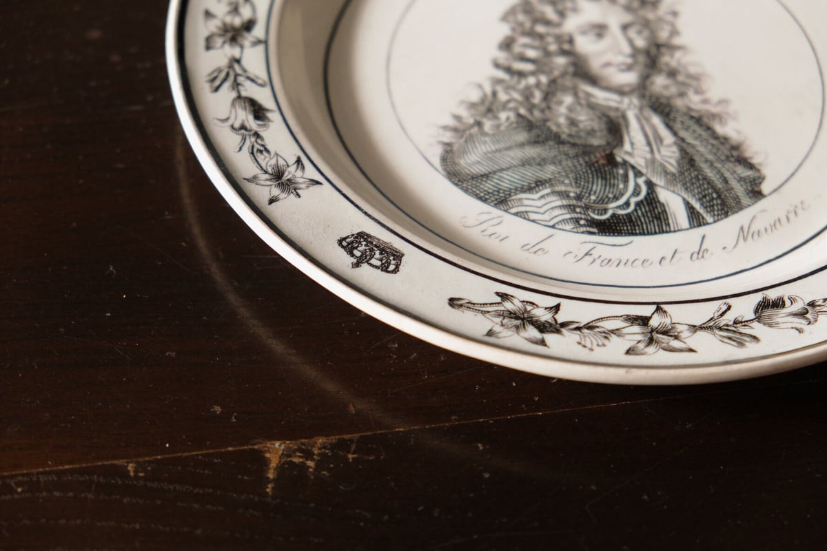 Louis XIV ルイ14世 肖像 グリザイユ 平皿 リム皿 フランス