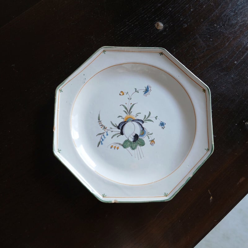 18世紀末 Martres Tolosane マルトル・トロザーヌ オクトゴナル 花絵皿