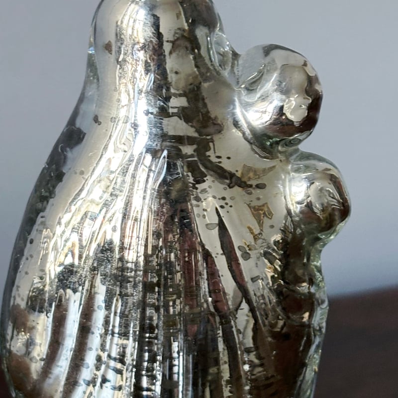 最終お値下げ✳︎レア✳︎マーキュリーガラス キリスト像 vintage アンティーク マーキュリーガラス 聖母子像 マリア像 18.8cm フランス アンティーク