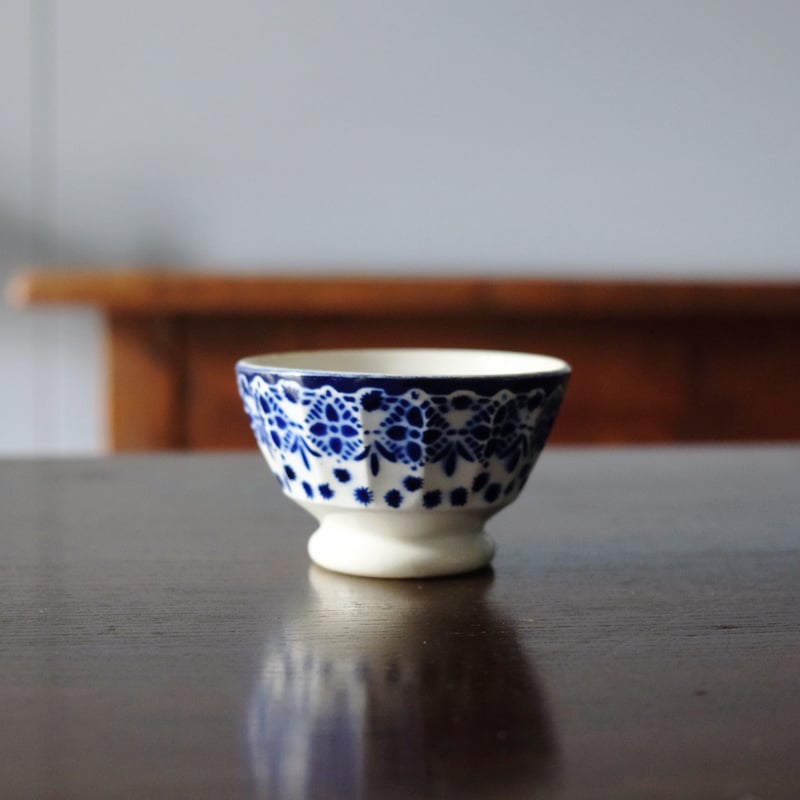 フランスアンティーク　希少超立体ボルボチンヌ サンタマンディノワーズ プチ ボウル モロッコ レース φ8.8cm フランス