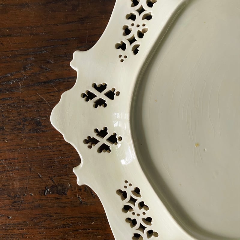 リーズ Leeds コルベイユ & 受け皿 籠 レリーフ レース皿