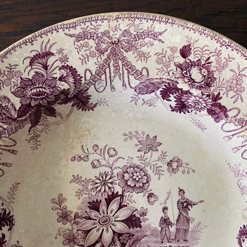 アンティーク　本　ファイアンスフィーヌ　クリームウェア　古本 1800年初期 ファイアンスフィーヌ デミカップ＆ソーサー