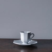 フランス アンティーク クレイユエモントローオクトゴナル20cm Creil&Montereau 水色 オクトゴナル カップ アンド ソーサー クレイユ