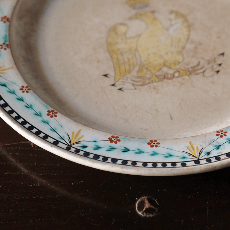 1800年前期 ファイアンスフィーヌ ナポレオン1世の紋章 平皿 リム皿 ...
