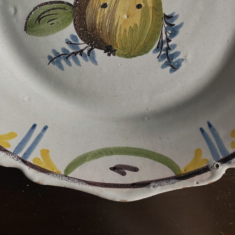 ヌヴェール Nevers 洋梨 平皿 リム皿 φ22.5cm フランス アンティーク