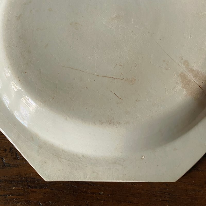 スワン オクトゴナルプレート シャンティ19世紀フランスアンティーク