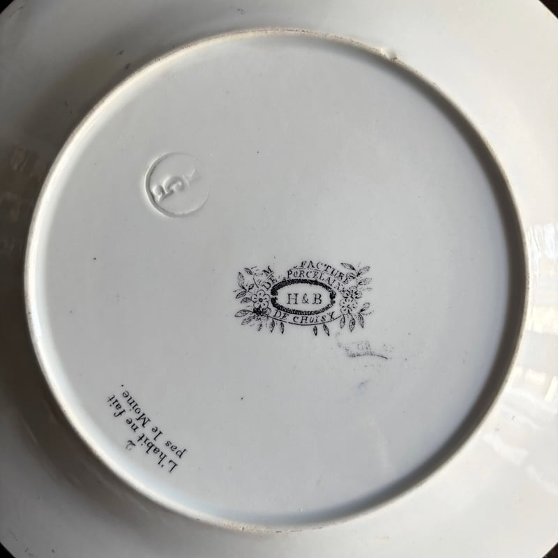 Choisy le roi ショワジールロワ なぞなぞ 彩色 グリザイユ 平皿 φ20