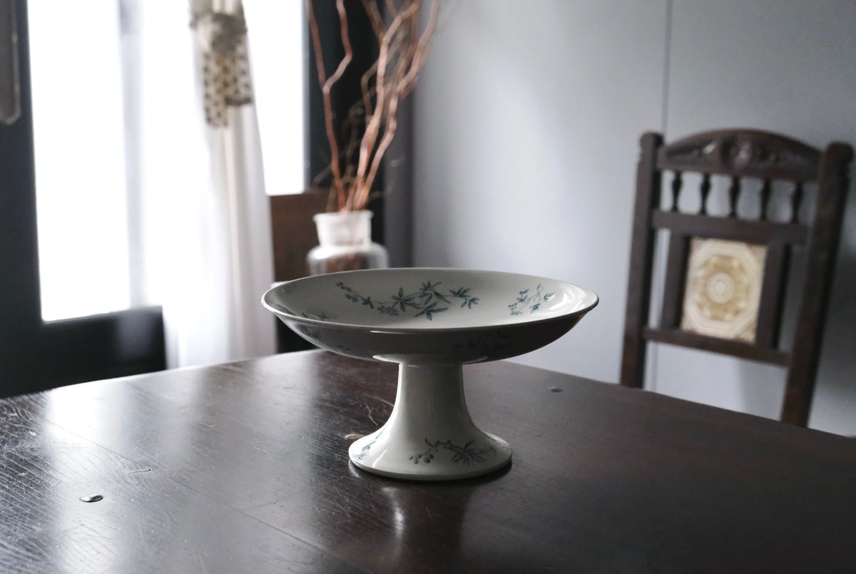 フランスアンティーク ♧ ロンウィー窯 ♧ ロンジュモーの低めコンポティエ Longwy Mignon ロンウィー ミニョン コンポティエ コンポート フランス