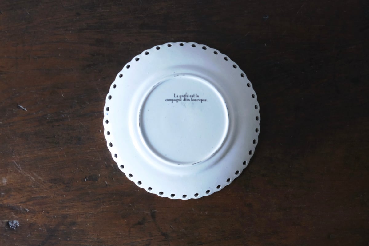 フランス 窯不明 パニエ皿 平皿 デザート皿 グリザイユ φ20cm