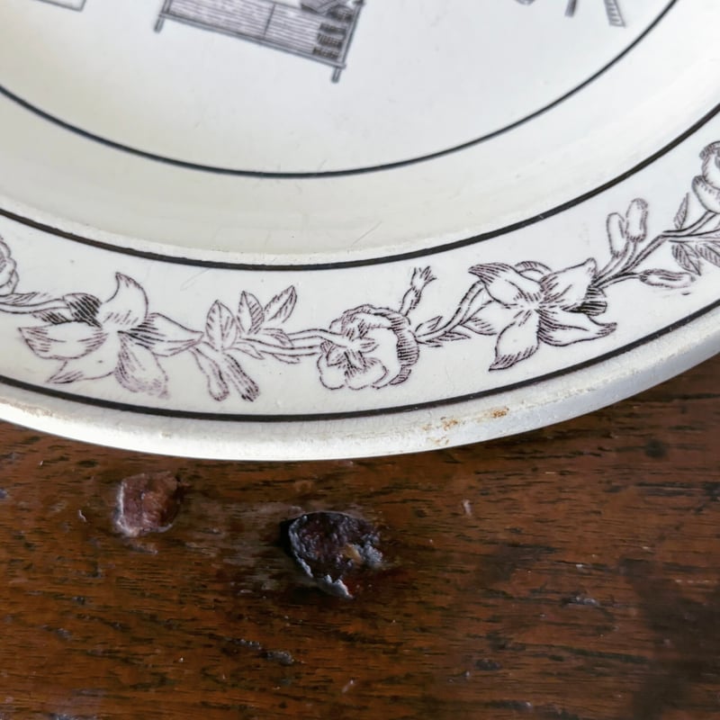 Montereau モントロー なぞなぞ グリザイユ皿 平皿 ファイアンス