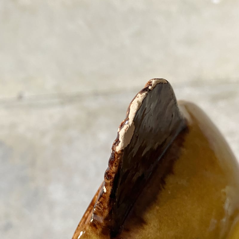 黄釉 耳付き ボウル 南仏 φ11.8cm h4.7cm アンティーク 0501157