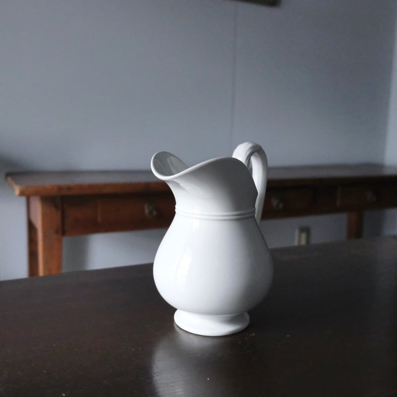 フランスアンティーク　ショワジールロワ　白　ピシェ　ピッチャー　花瓶　美品 フランスアンティーク 白いアヒル口のピシェ11 | フランス