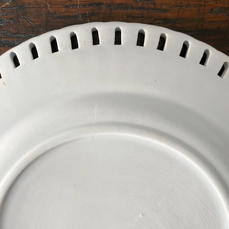 ロンウィ Longwy パニエ グリザイユ 平皿 φ19.4cm フランス