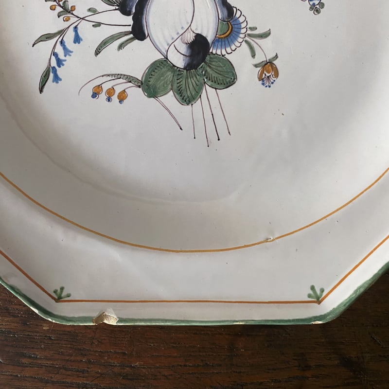 18世紀末 Martres Tolosane マルトル・トロザーヌ オクトゴナル 花絵皿