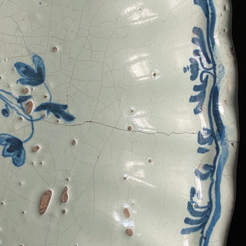 セール(SALE)開催中！ファッション通販 18世紀後期 フランス 鎹修繕 輪花 深皿 楕円 オーシュ Auch 工芸品