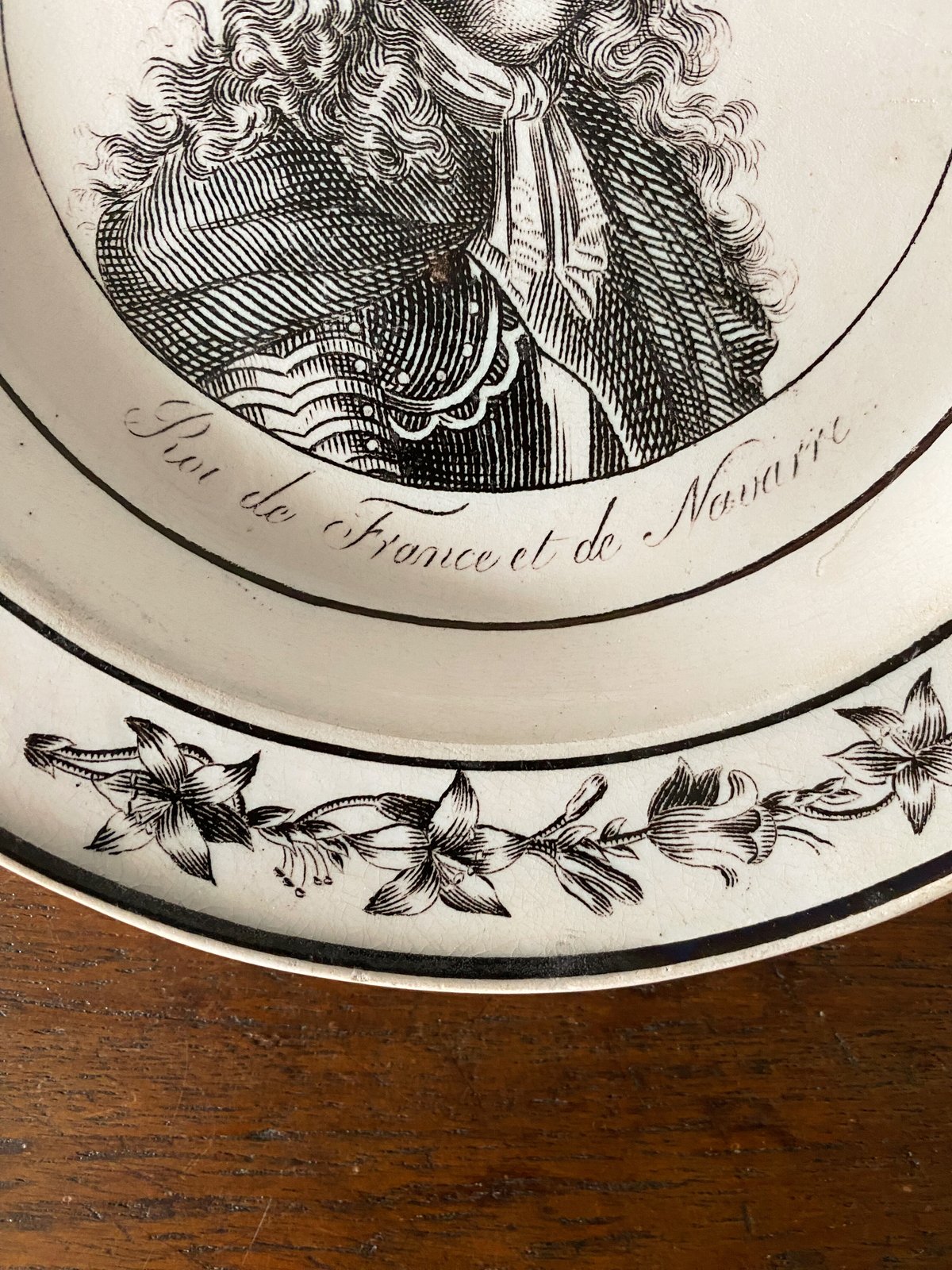 Louis XIV ルイ14世 肖像 グリザイユ 平皿 リム皿 フランス