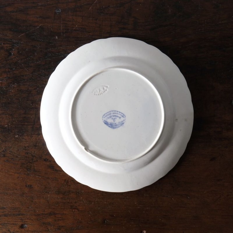 レア！フランス　アンティーク　David Johnston ボルドー窯　平皿 David Johnston Bordeaux ボルドー タピスリー 平皿 φ22.8cm フ