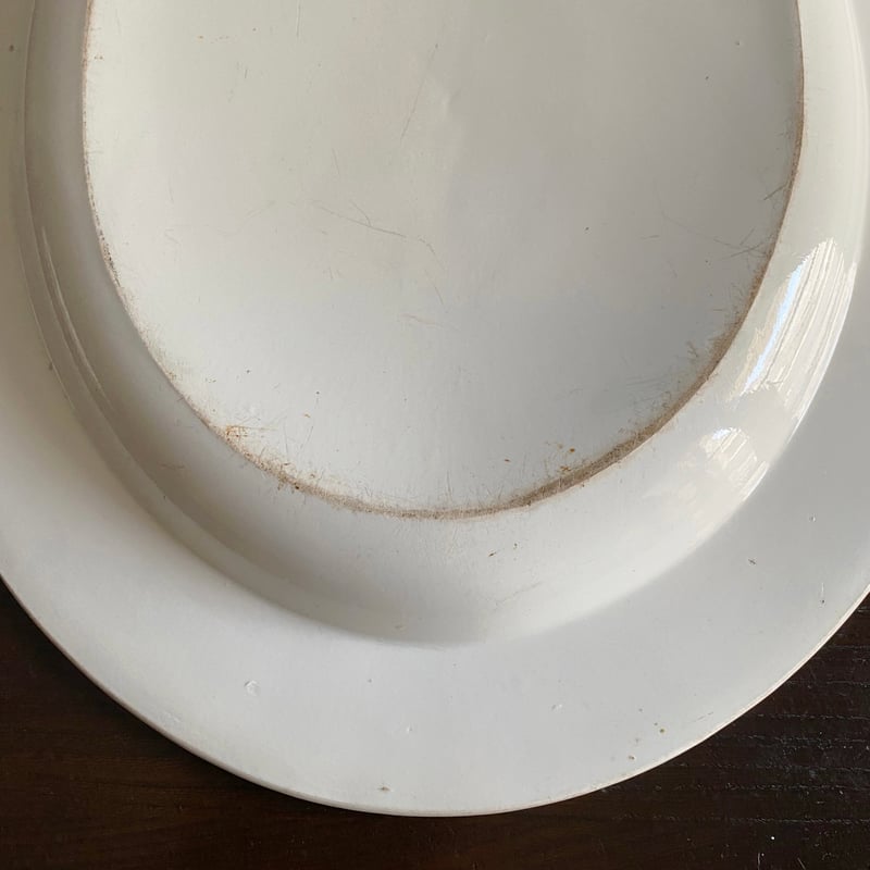 1800年代初期 ファイアンスフィーヌ 白 オーバル皿 楕円皿 51.5