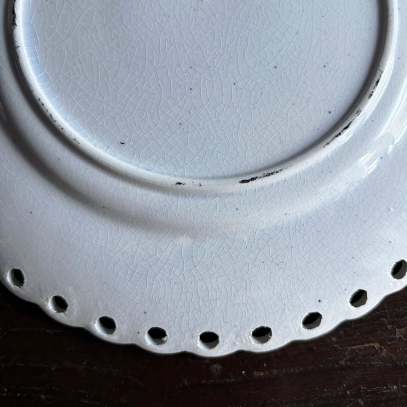 グリザイユ プレート パニエ フランスアンティーク フランス 窯不明 パニエ皿 平皿 デザート皿 グリザイユ φ20cm