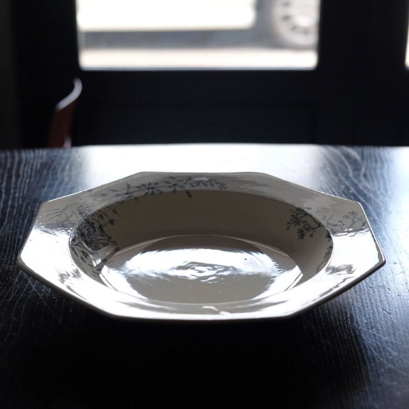 1800年代後期 イギリス M&C ボタニカル柄 オクトゴナル深皿