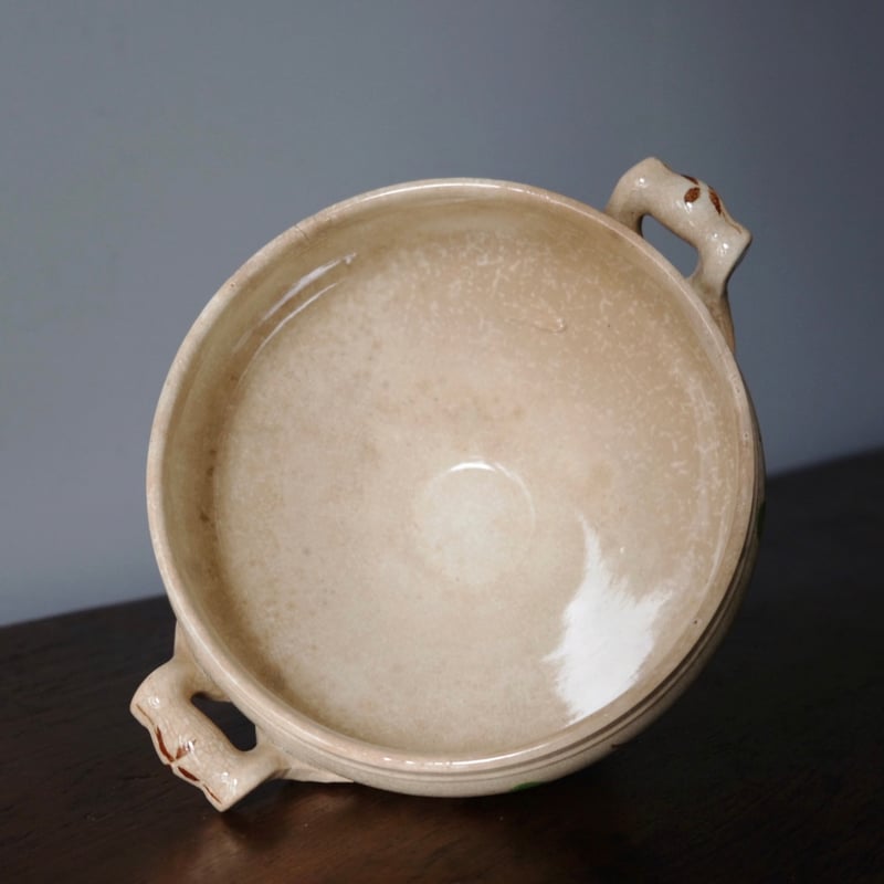 2人用 スーピエール すみれ柄 手彩色 フランス アンティーク 0501825