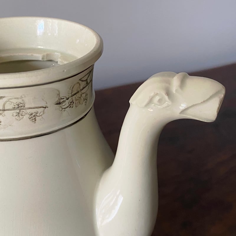 フランス アンティーク クレイユ ファイアンスフィーヌ カフェティエール Creil クレイユ ファイアンスフィーヌ グリザイユ カフェ