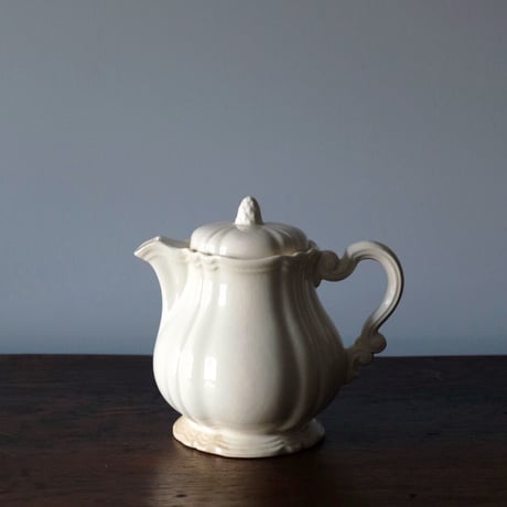 アンティーク　サルグミンヌ　花リム　ポット アンティーク コーヒーポット 花リム Ivoire フランス