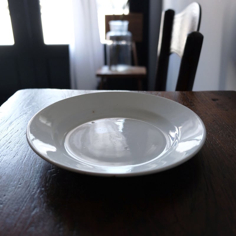 フランスヴィンテージ GIEN ジアン 花リムの白皿 4枚セット プレート