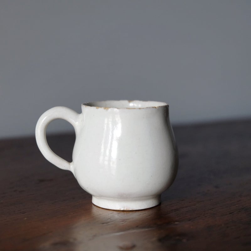 お花のクリームポット【ポ・ア・クレム】ポーセレン白磁器 /フランスアンティーク 1800年代初頭 白錫釉 クリームポット フランス アンティーク