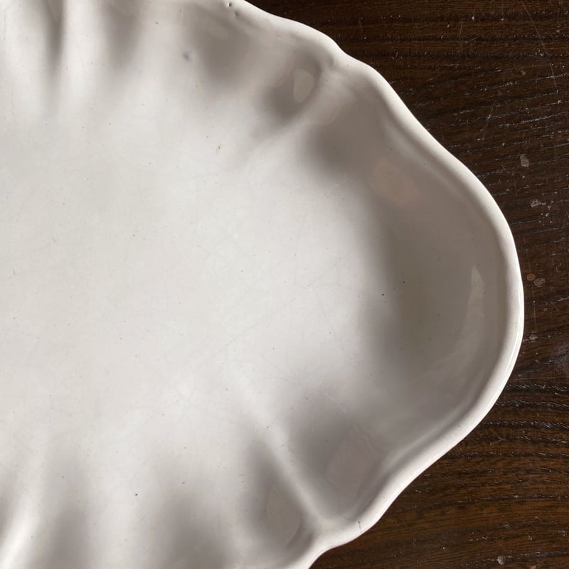 Moustiers ムスティエ 花リム 輪花 オーバル 皿 ラヴィエ アンティーク