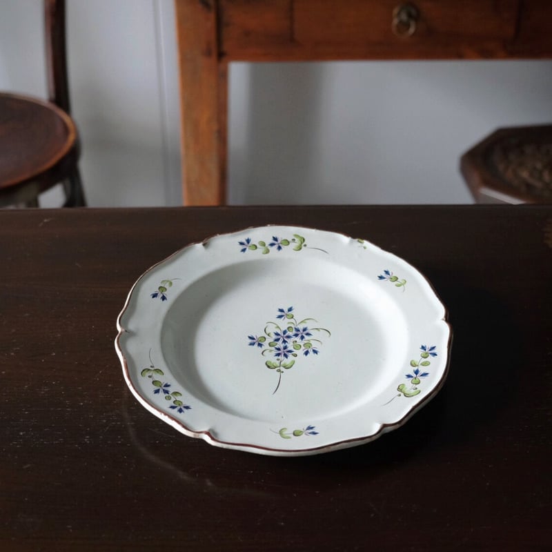 フランスアンティーク 花リム プレート B リュネヴィル窯 アスティエ