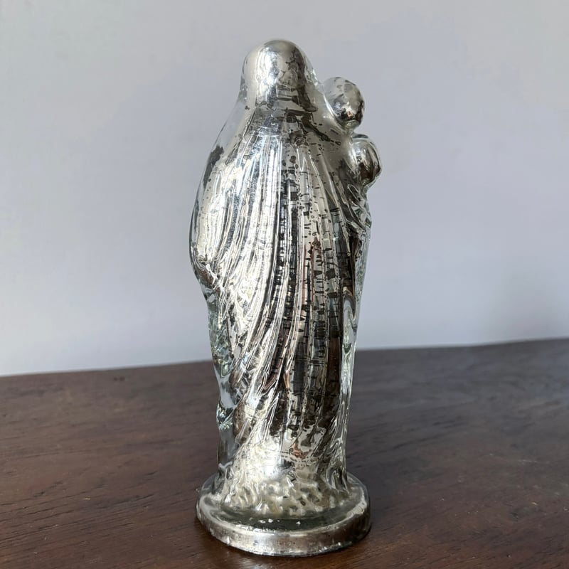 マーキュリーガラス 聖母子像 マリア像 18.8cm フランス アンティーク