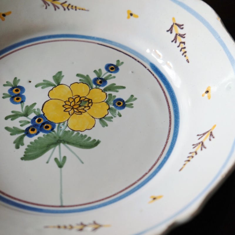 希少美品◆南仏ヌヴェール窯絵付けマグムスティエキュノワールカフェオレボウルジアン 希少美品◇南仏ヌヴェール窯絵付けマグムスティエキュノワール