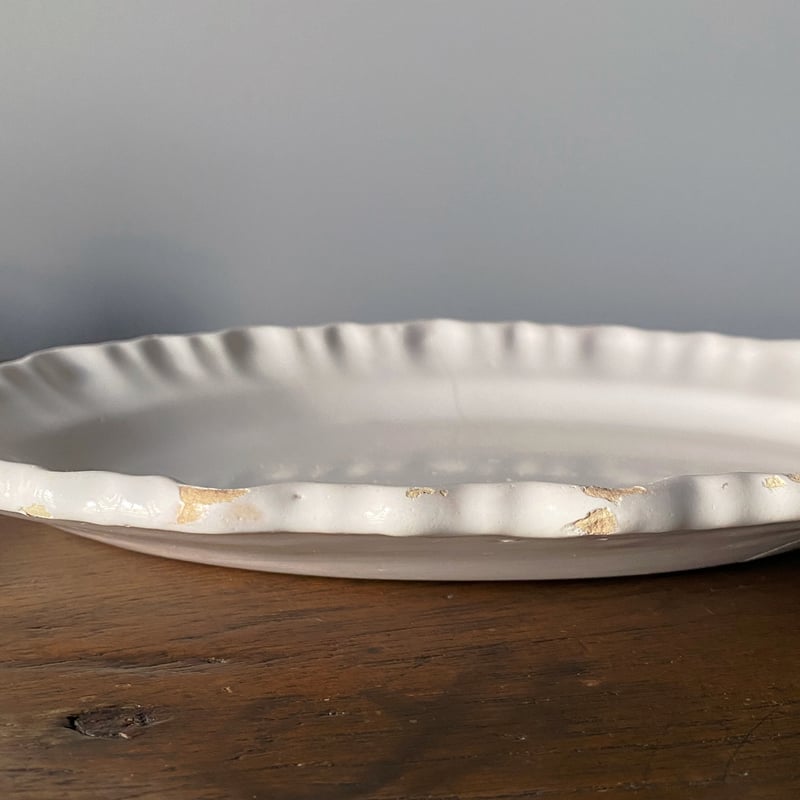 Moustiers ムスティエ フリル リム皿 オーバル皿 楕円皿 30.8cm Moustiers ムスティエ フリル リム皿 オーバル皿 楕円皿 30.8cm