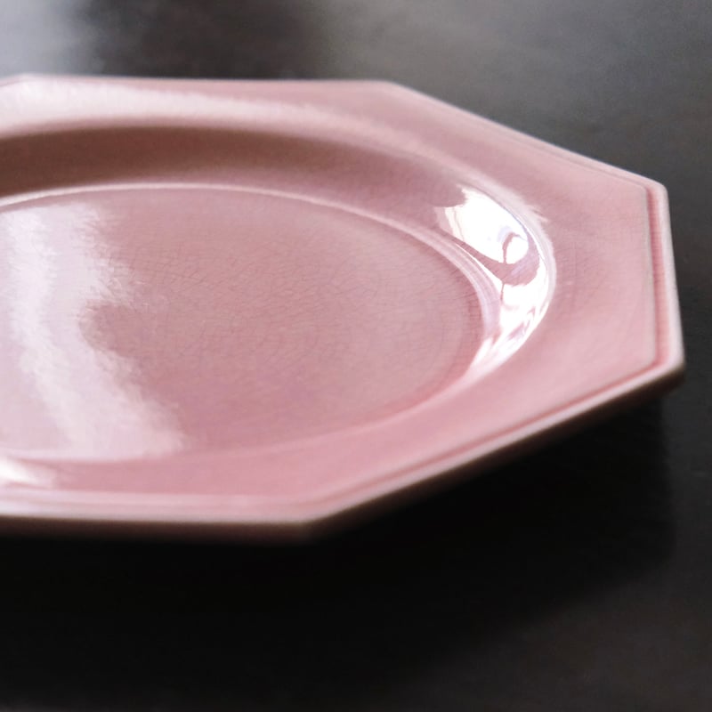 ピンク オクトゴナル 平皿 おそらく ポエト・ラヴァル フランス
