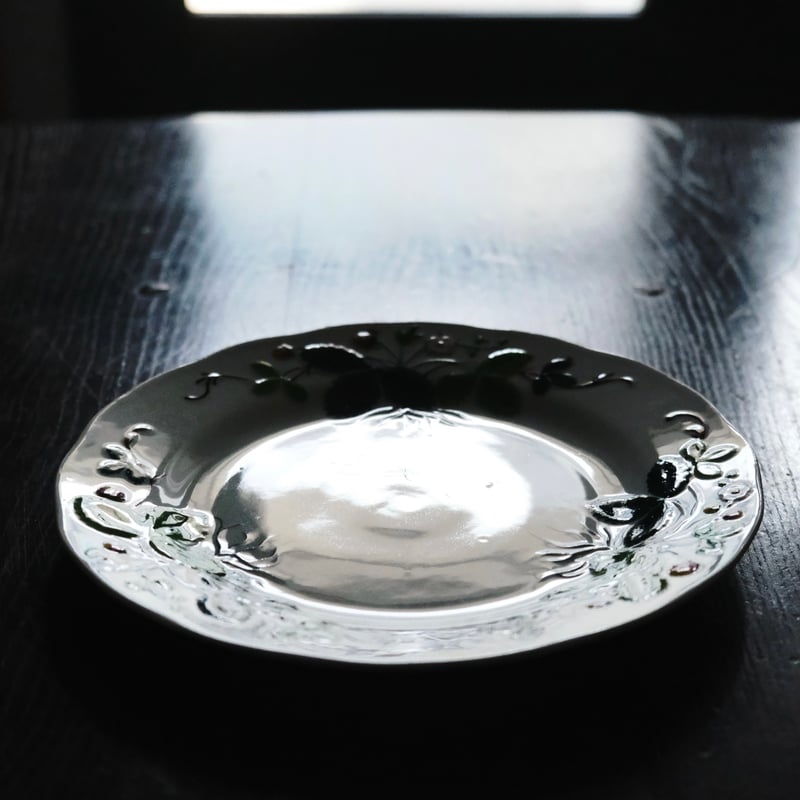 Creil&Montereau Fraise ジョルジュサンド 彩色 いちご レリーフ皿 平皿