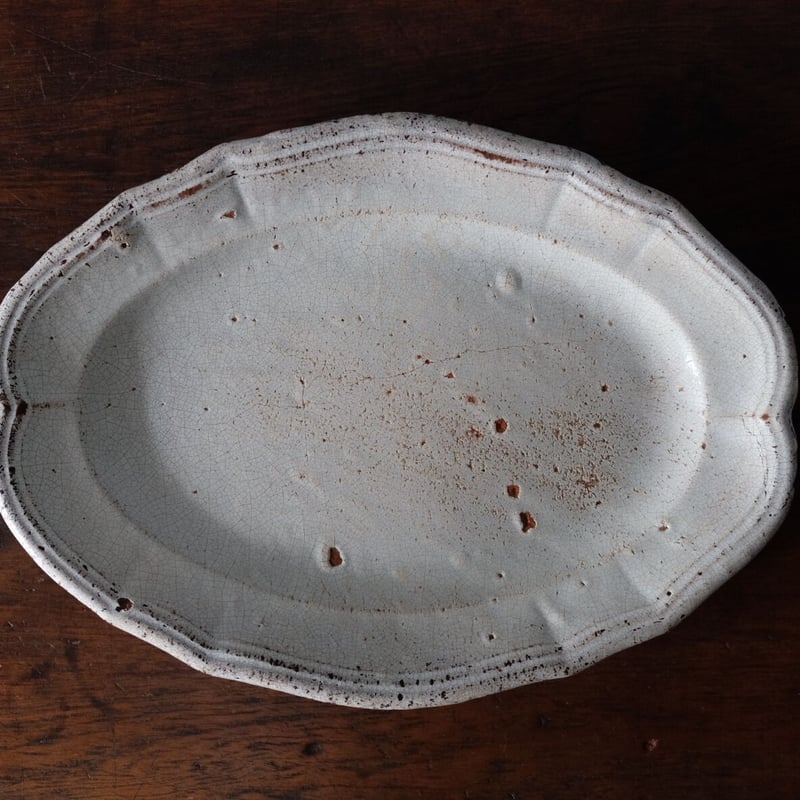 キュノワール 花リム オーバル皿 アンティーク 050426