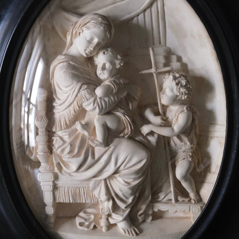 フランス　アンティーク　二人の天使　特大メダイヨン　19世紀　レア　サインあり フランス アンティーク 二人の天使 特大メダイヨン 19世紀 レア サイン