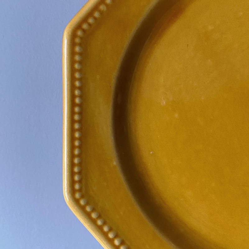 ピション PICHON 黄釉 オクトゴナル 平皿 ヴィンテージ b 0501130 | ji