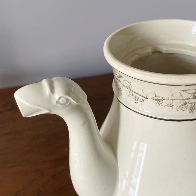 Creil クレイユ ファイアンスフィーヌ グリザイユ カフェティエール