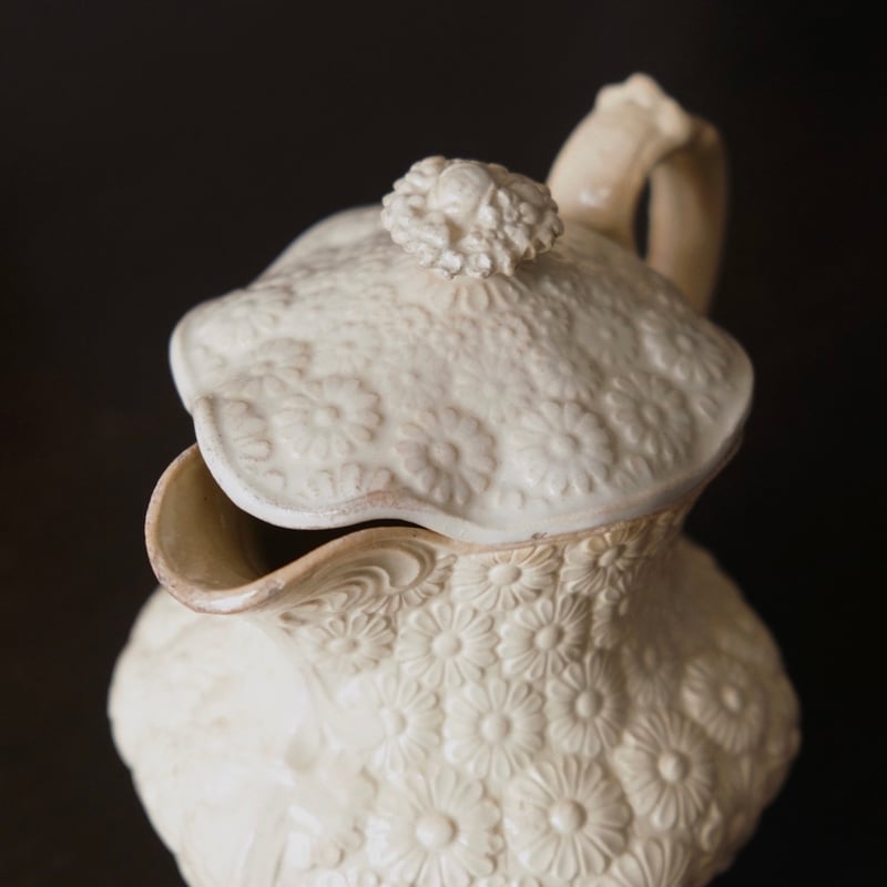 レア・希少】ボルドー窯 マーガレットレリーフ蓋付きピシェ フランス