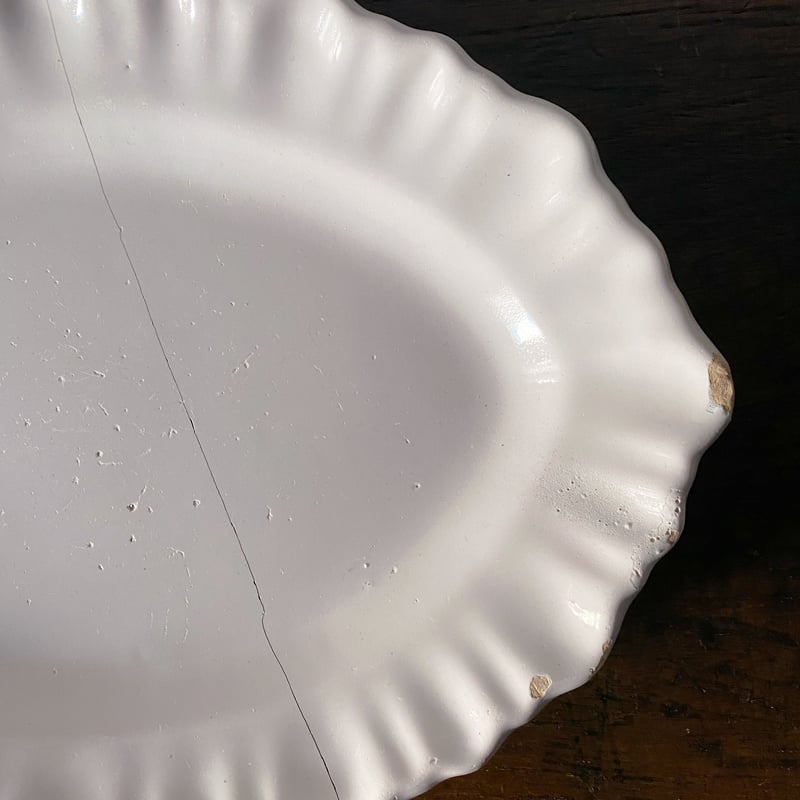 Moustiers ムスティエ フリル リム皿 オーバル皿 楕円皿 30.8cm Moustiers ムスティエ フリル リム皿 オーバル皿 楕円皿 30.8cm