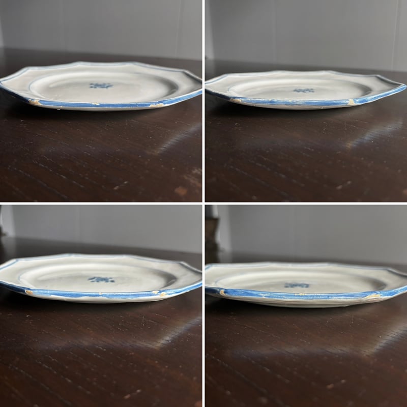 18世紀 Moustiers ムスティエ 青絵 オクトゴナル皿 平皿